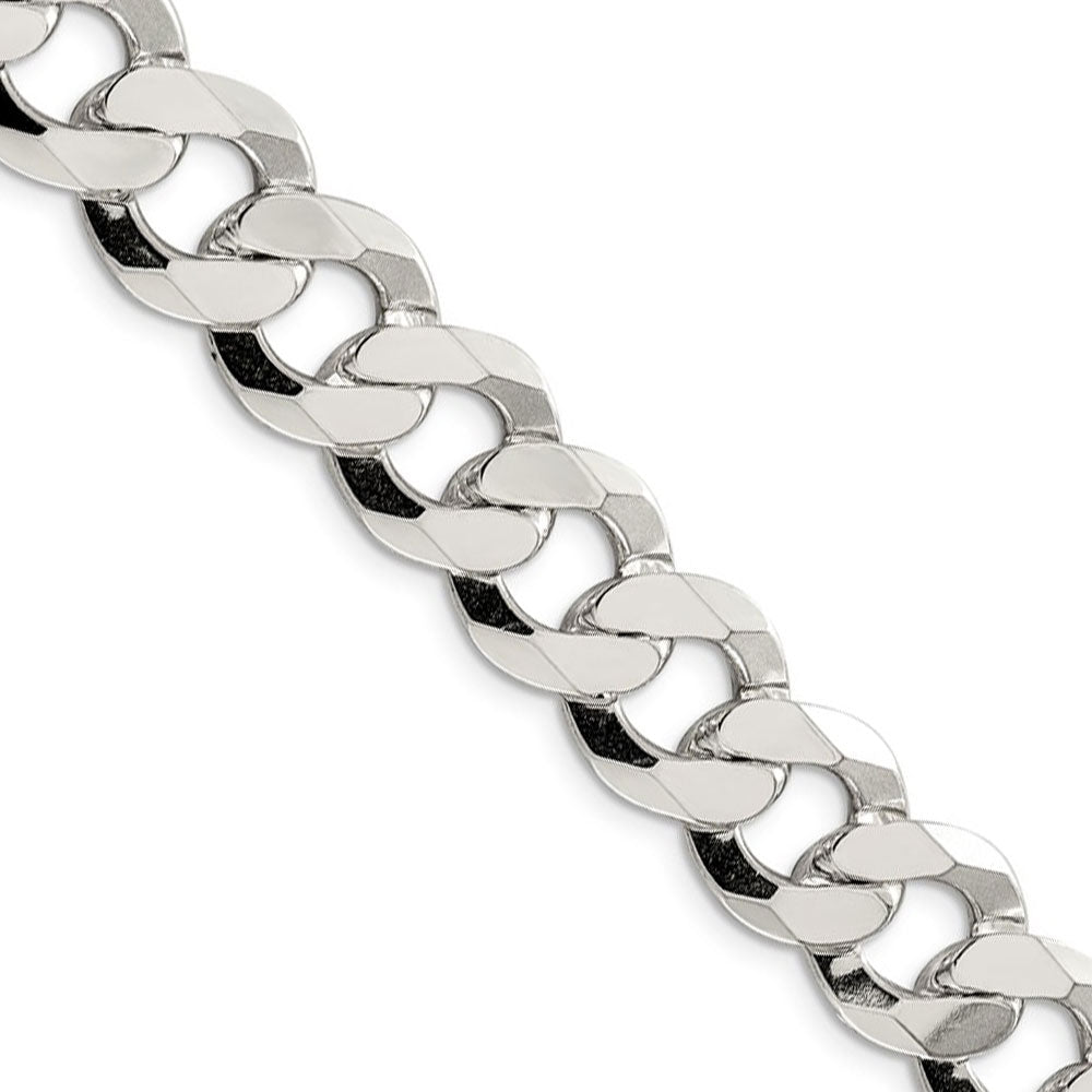 Men&#39;s 13.5mm Sterling Silver Solid Flat Curb Chain Necklace