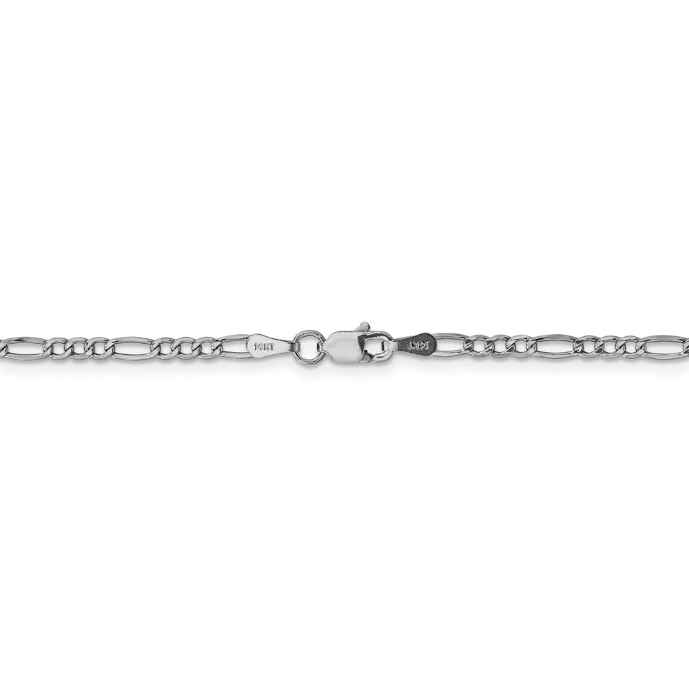 Alternate view of the 2.5mm 14k White Gold Hollow Figaro Chain Necklace by The Black Bow Jewelry Co.
