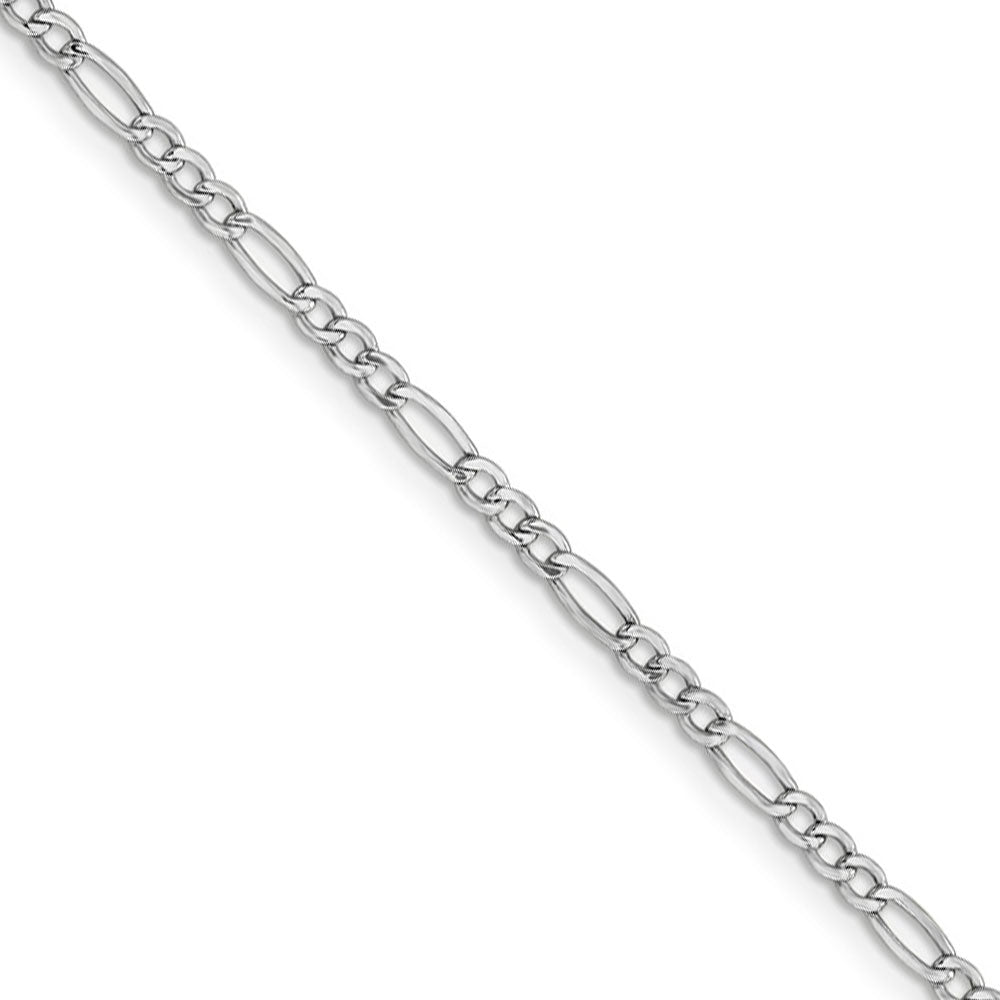2.5mm 14k White Gold Hollow Figaro Chain Necklace