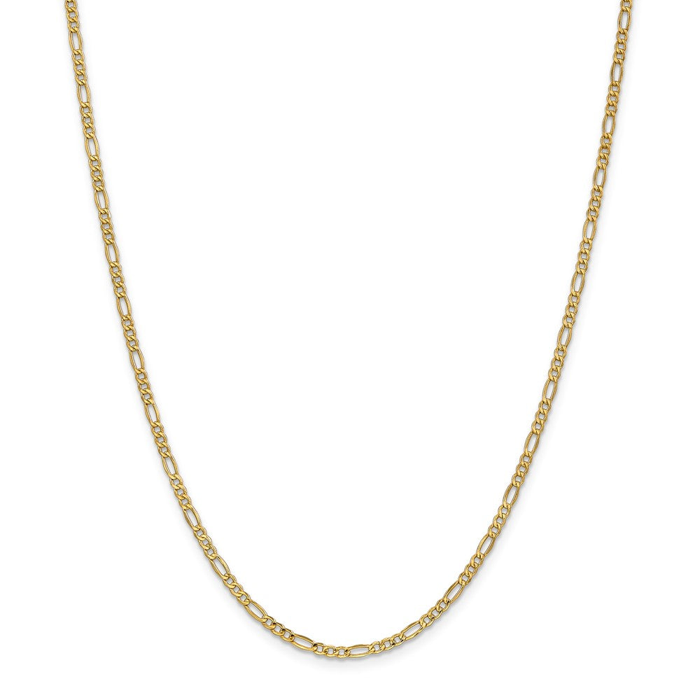 Alternate view of the 2.5mm 14k Yellow Gold Hollow Figaro Chain Necklace by The Black Bow Jewelry Co.