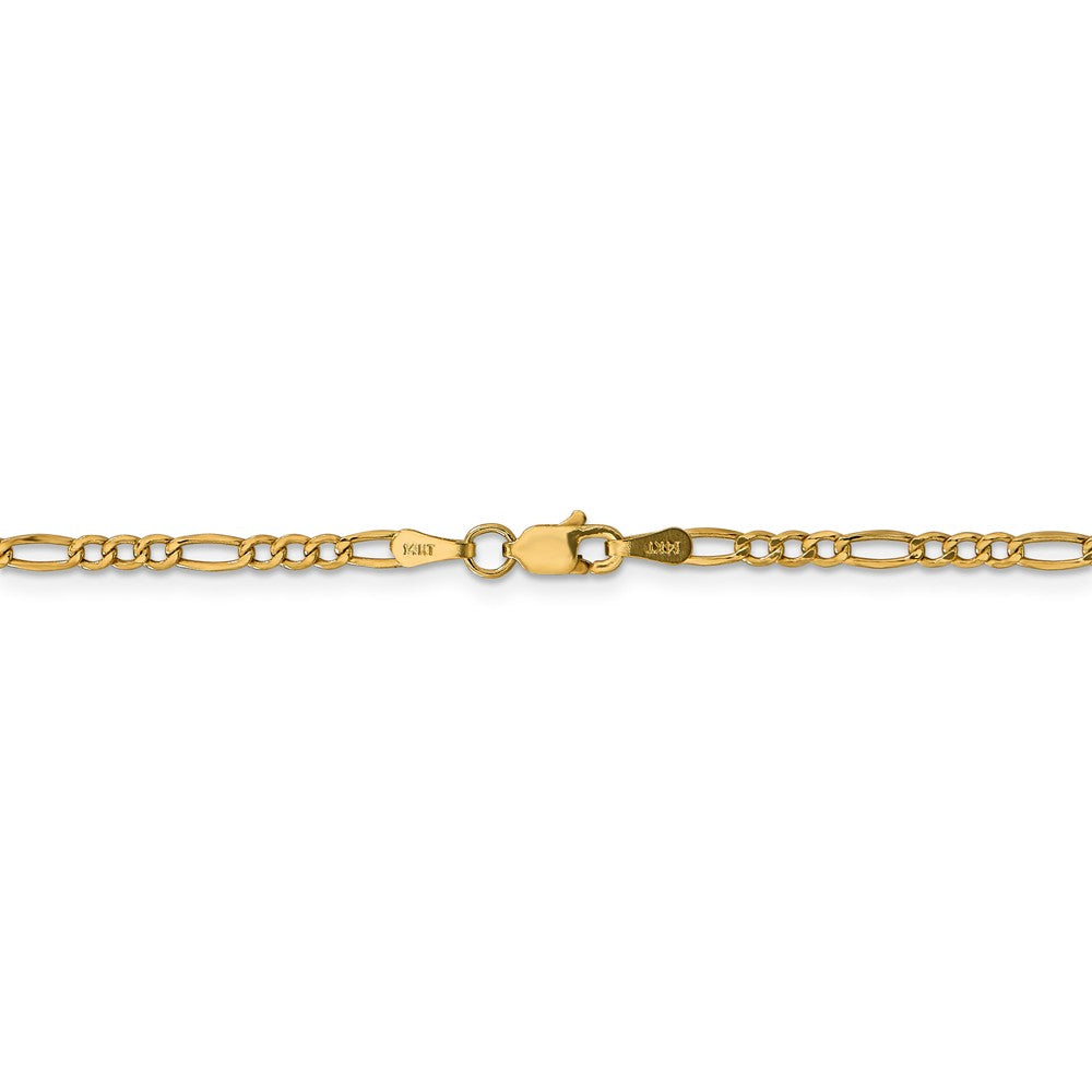 Alternate view of the 2.5mm 14k Yellow Gold Hollow Figaro Chain Necklace by The Black Bow Jewelry Co.