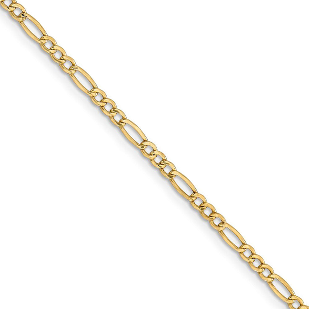 2.5mm 14k Yellow Gold Hollow Figaro Chain Necklace