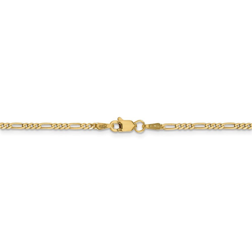 Alternate view of the 1.8mm 14k Yellow Gold Flat Figaro Chain Necklace by The Black Bow Jewelry Co.