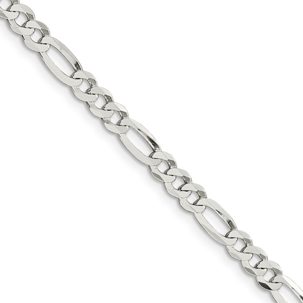 4.5mm Sterling Silver Flat Figaro Chain Necklace, Item C9626 by The Black Bow Jewelry Co.