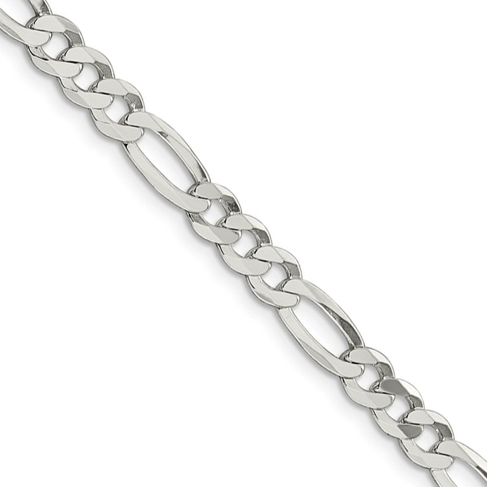 5.5mm Sterling Silver Flat Figaro Chain Necklace, Item C9627 by The Black Bow Jewelry Co.