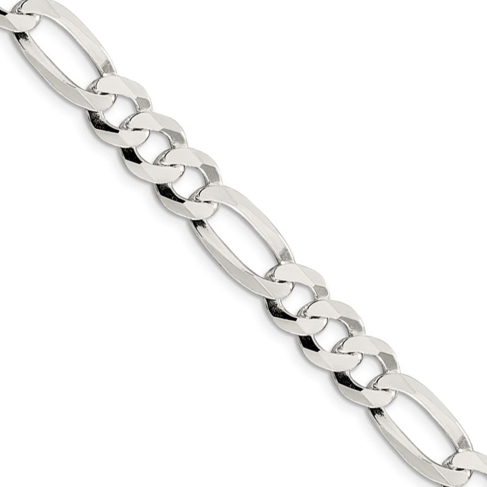 Men&#39;s 8.5mm Sterling Silver Flat Figaro Chain Necklace, Item C9629 by The Black Bow Jewelry Co.