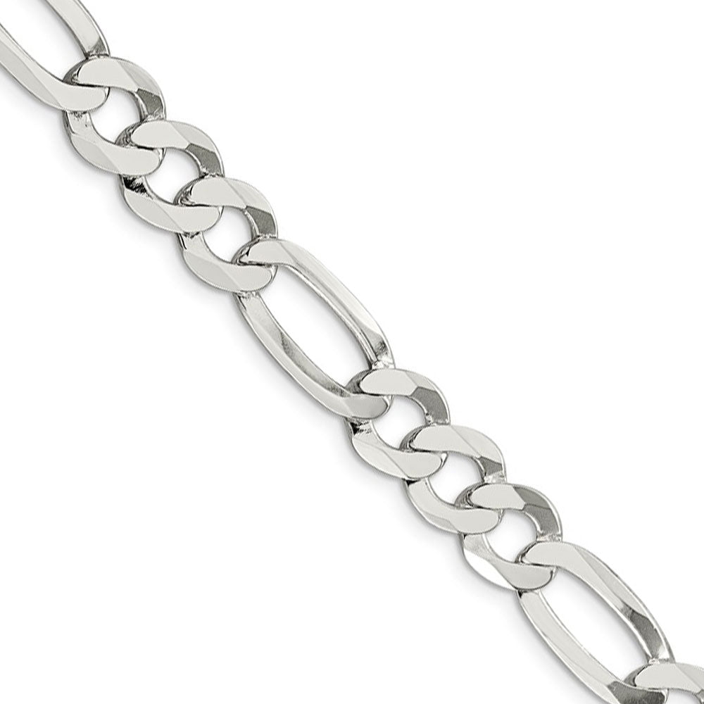 Men&#39;s 9.5mm Sterling Silver Flat Figaro Chain Necklace, Item C9630 by The Black Bow Jewelry Co.