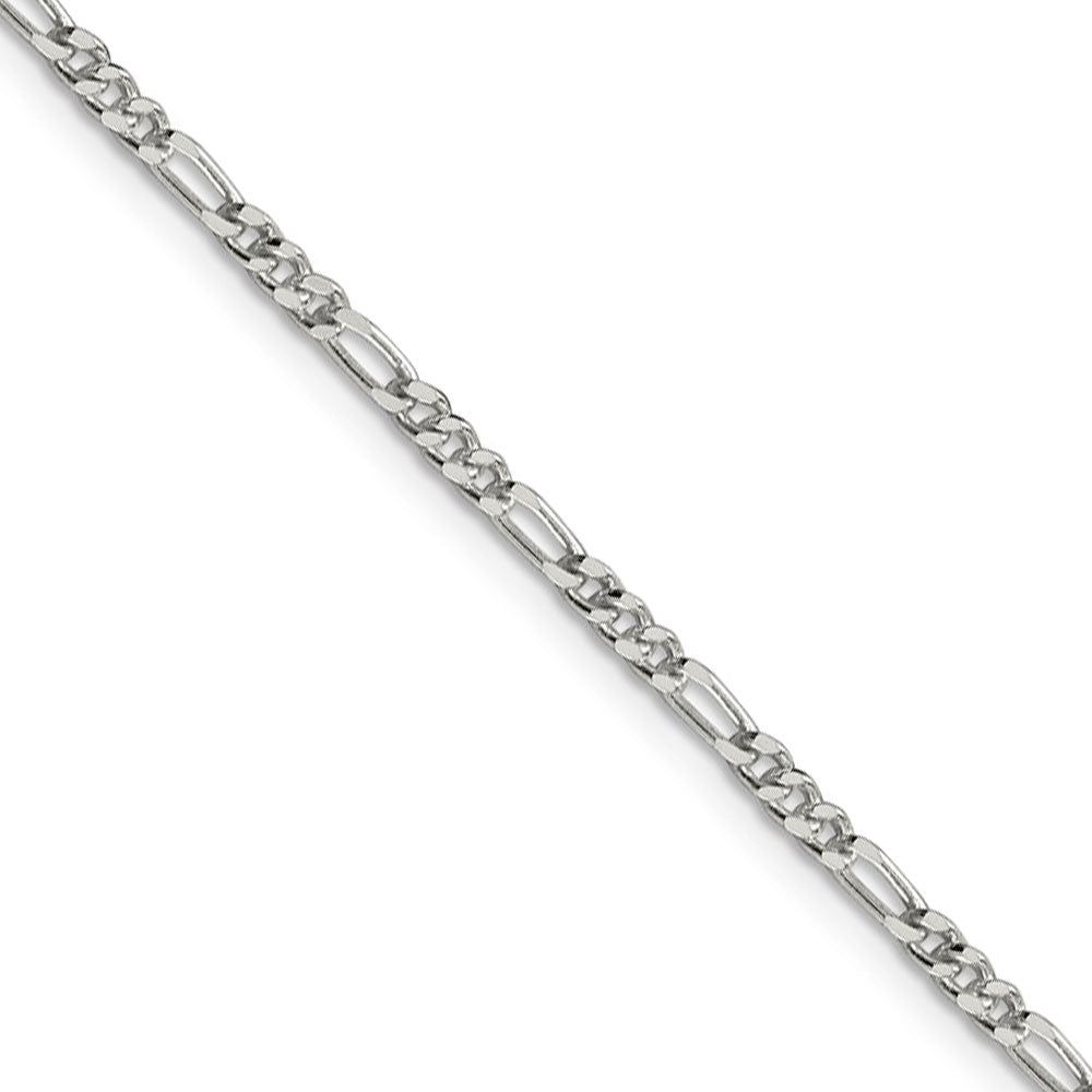 2.5mm Sterling Silver Solid Figaro Chain Necklace