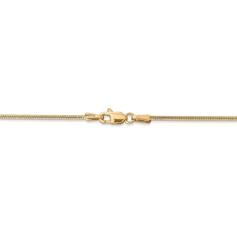 Alternate view of the 1.2mm 14k Yellow Gold Round Snake Chain Necklace by The Black Bow Jewelry Co.