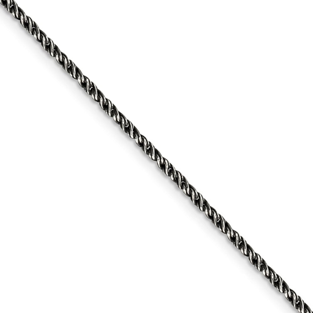 1.7mm Sterling Silver Black Plated Solid Twisted Wheat Chain Necklace