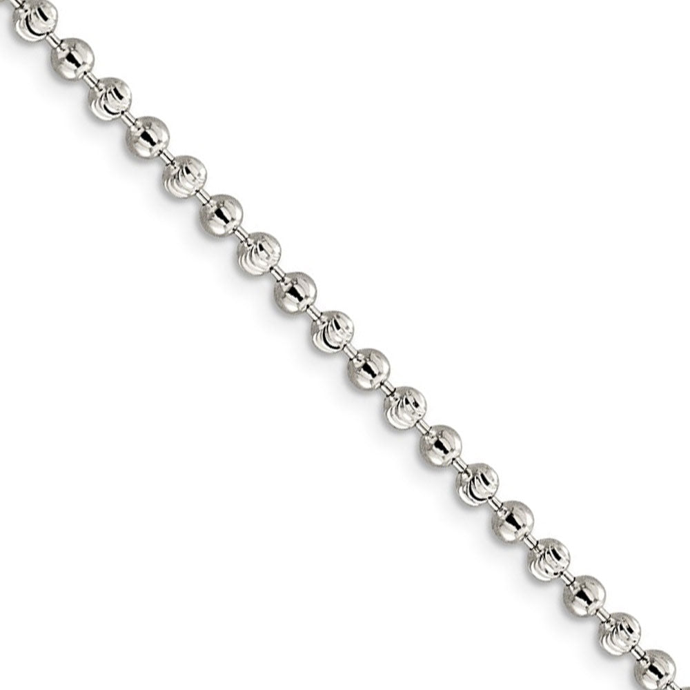 3mm Sterling Silver Fancy Bead Chain Necklace, Item C9650 by The Black Bow Jewelry Co.