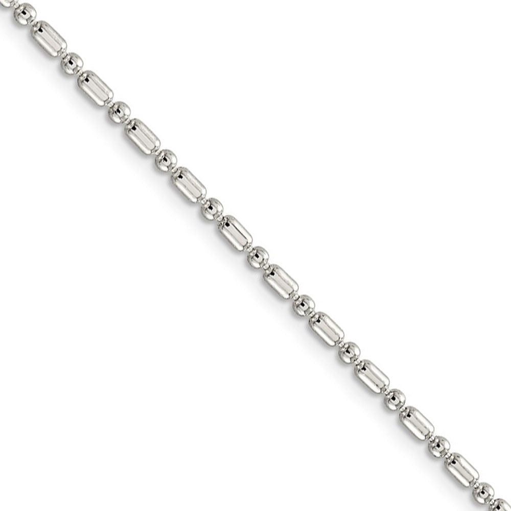 2mm Sterling Silver Fancy Beaded Chain Necklace