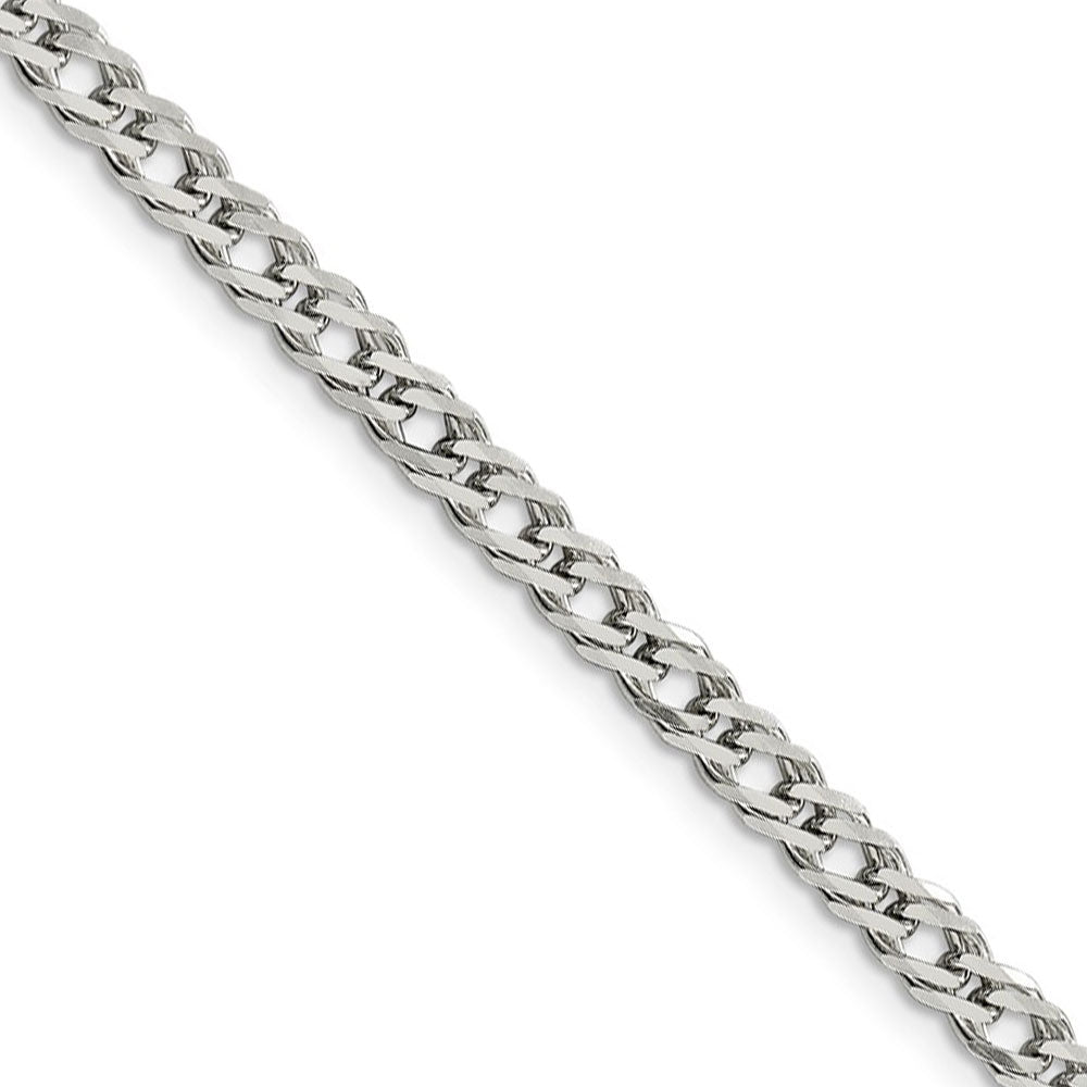 4.25mm Sterling Silver Diamond Cut Rambo Flat Curb Chain Necklace, Item C9653 by The Black Bow Jewelry Co.