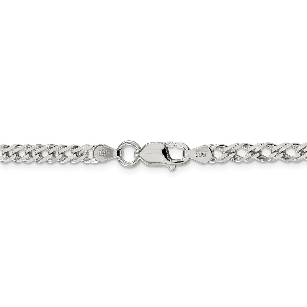 Alternate view of the 4.25mm Sterling Silver Diamond Cut Rambo Flat Curb Chain Necklace by The Black Bow Jewelry Co.