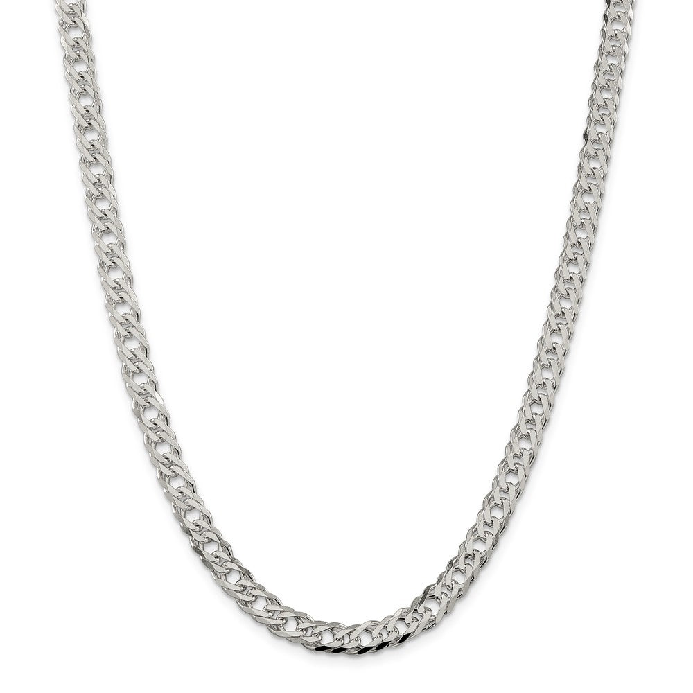 Alternate view of the 6.25mm Sterling Silver Diamond Cut Rambo Flat Curb Chain Necklace by The Black Bow Jewelry Co.