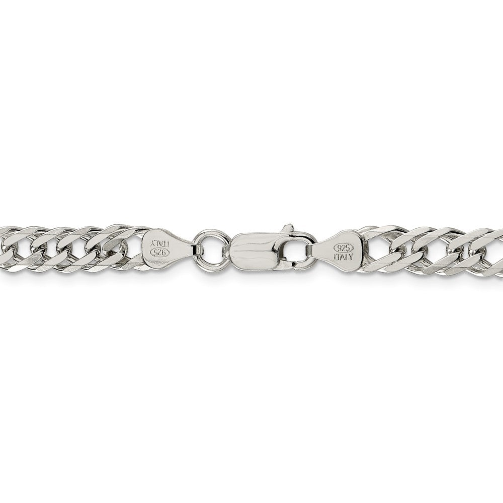 Alternate view of the 6.25mm Sterling Silver Diamond Cut Rambo Flat Curb Chain Necklace by The Black Bow Jewelry Co.