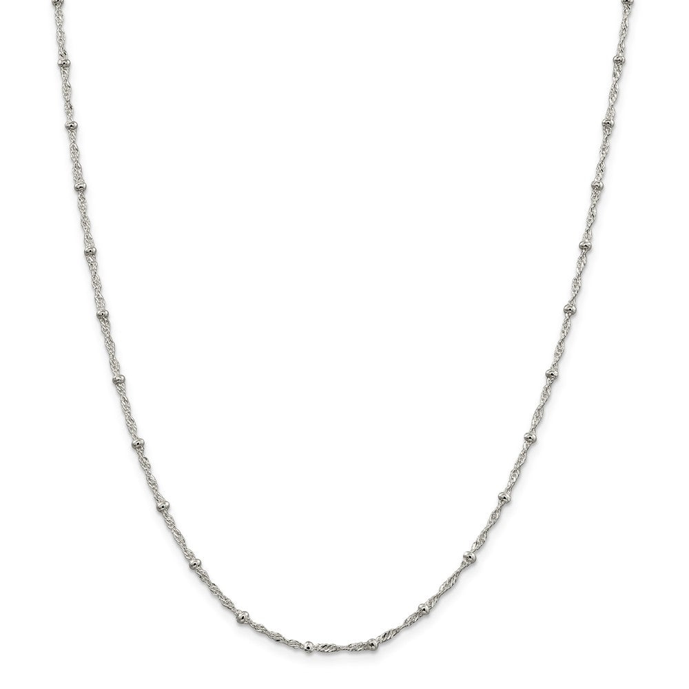 Alternate view of the 2.5mm Sterling Silver Beaded Loose Rope Chain Necklace by The Black Bow Jewelry Co.