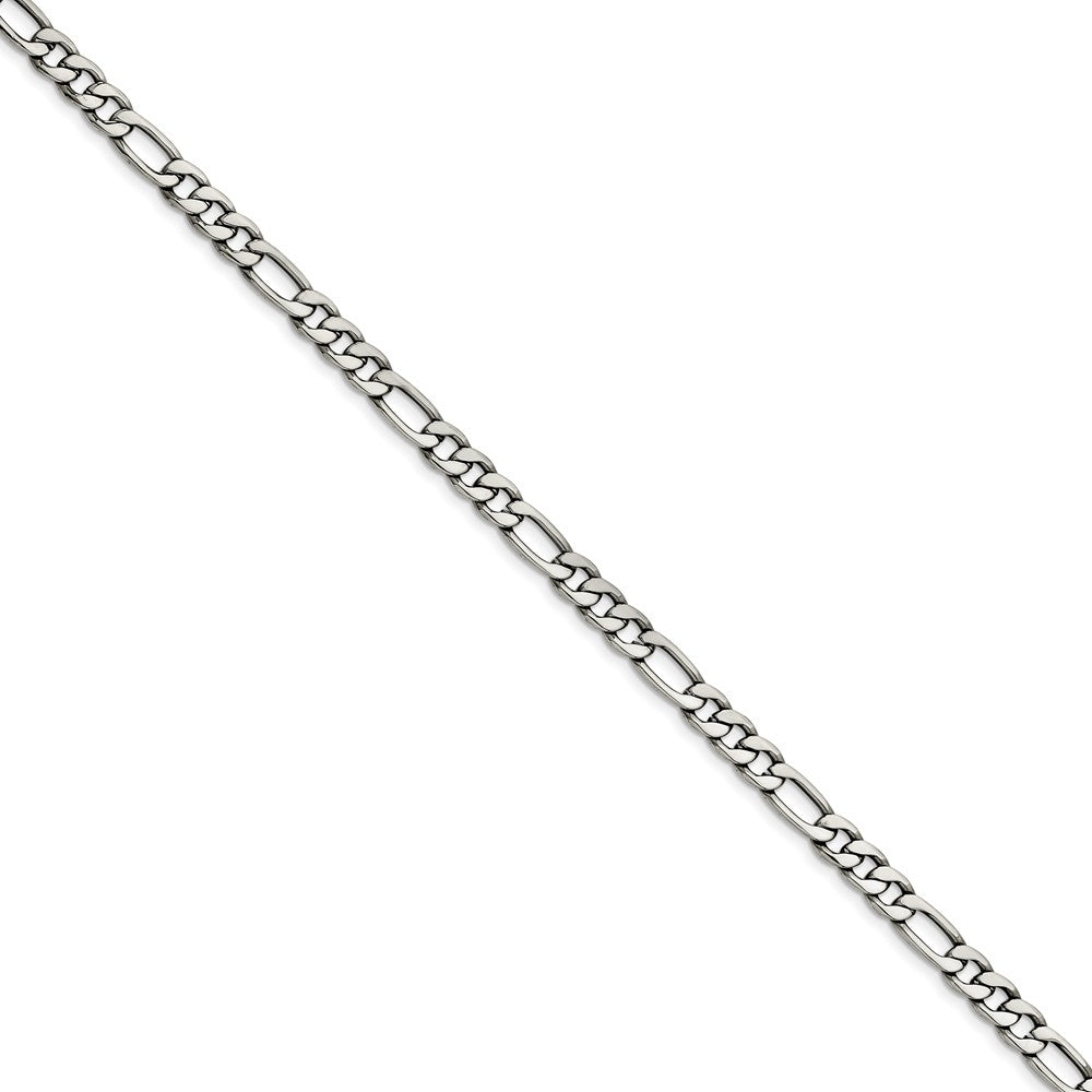 Men&#39;s 6.75mm Stainless Steel Figaro Chain Necklace, Item C9660 by The Black Bow Jewelry Co.