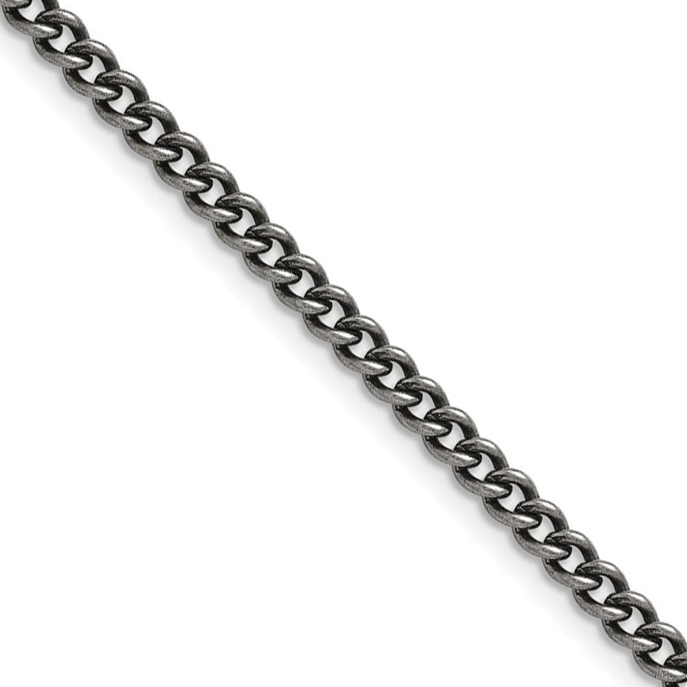 4mm Stainless Steel Antiqued Round Curb Chain Necklace, Item C9663 by The Black Bow Jewelry Co.