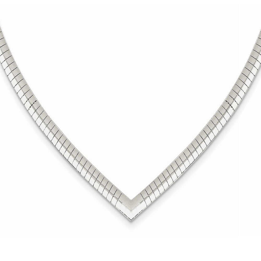 4mm Sterling Silver V-shaped Cubetto Chain Necklace, 17 Inch, Item C9697 by The Black Bow Jewelry Co.