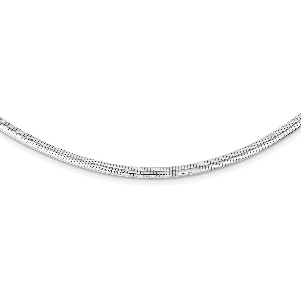 Alternate view of the 3mm Rhodium Plated Sterling Silver Cubetto Chain Necklace, 17 Inch by The Black Bow Jewelry Co.