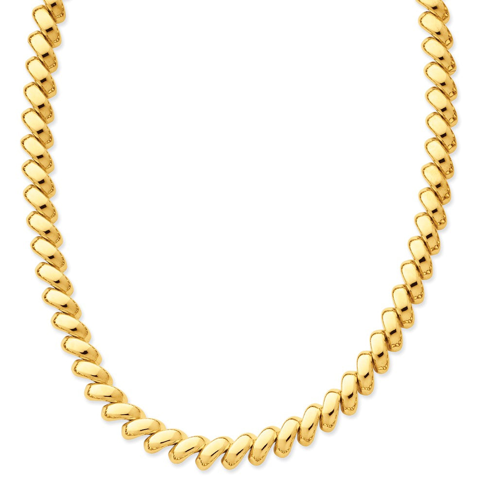 10mm 14k Yellow Gold Hollow San Marco Chain Necklace 17 Inch, Item C9715 by The Black Bow Jewelry Co.