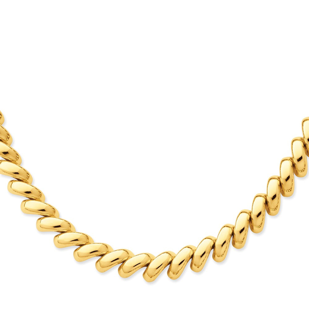 12mm 14k Yellow Gold Hollow San Marco Chain Necklace 17 Inch, Item C9716 by The Black Bow Jewelry Co.