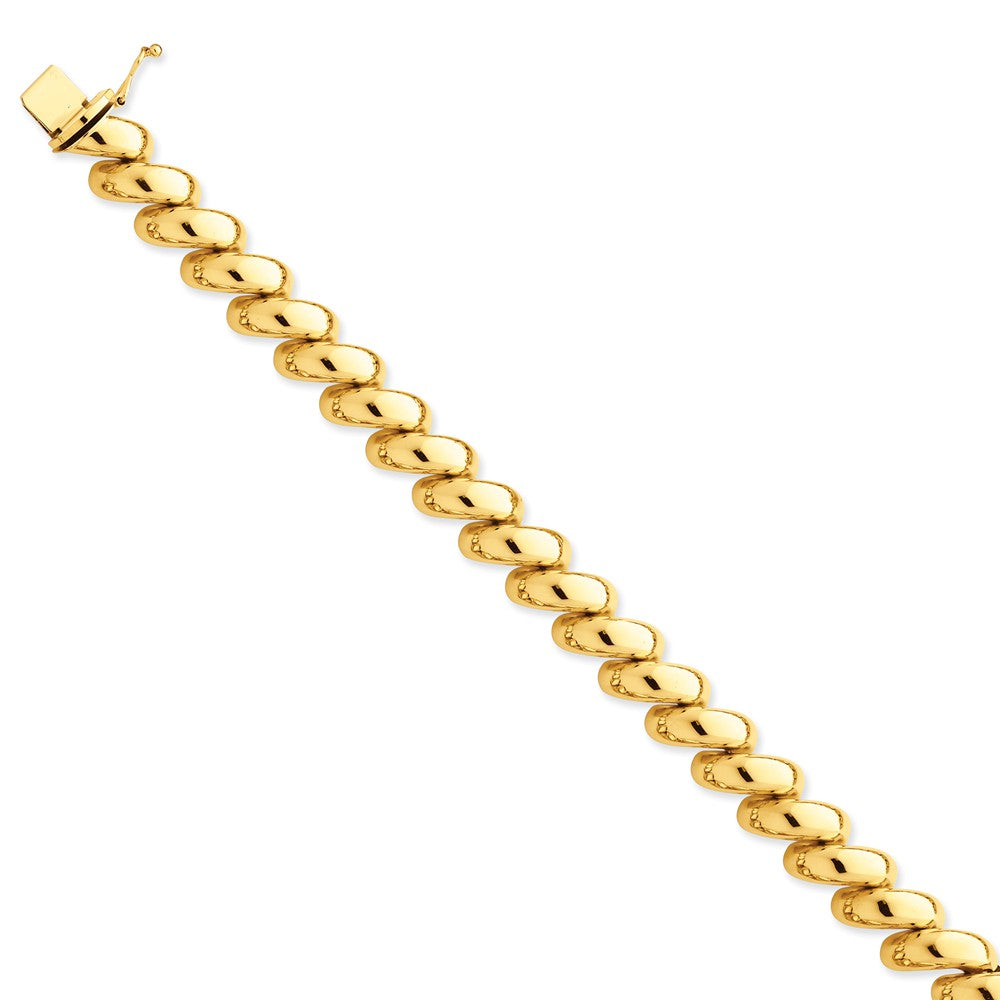 Alternate view of the 12mm 14k Yellow Gold Hollow San Marco Chain Necklace 17 Inch by The Black Bow Jewelry Co.