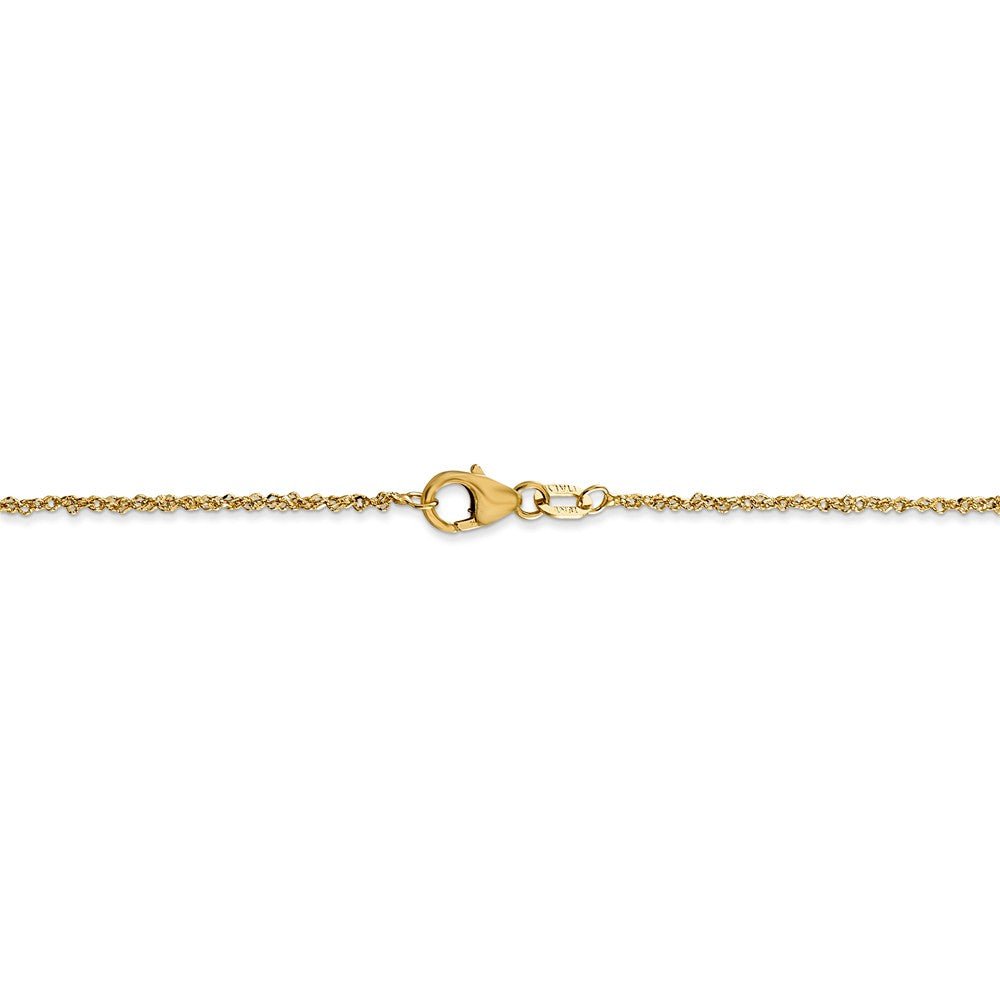 Alternate view of the 1.1mm 18k Yellow Gold Singapore Chain Necklace by The Black Bow Jewelry Co.
