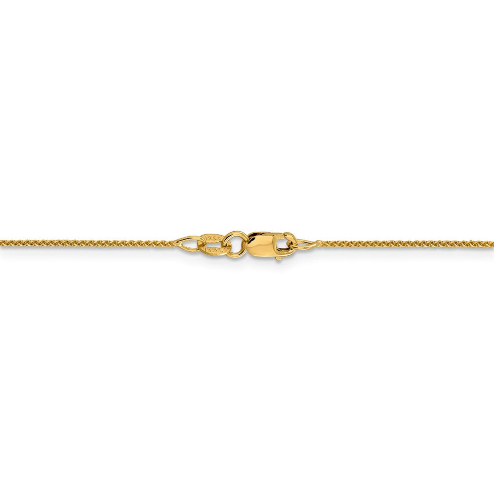 Alternate view of the 1mm 18k Yellow Gold Diamond Cut Spiga Chain Necklace by The Black Bow Jewelry Co.