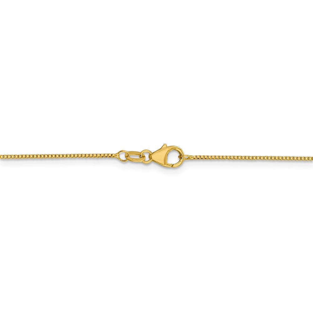 Alternate view of the 0.7mm 18k Yellow Gold Classic Box Chain Necklace by The Black Bow Jewelry Co.