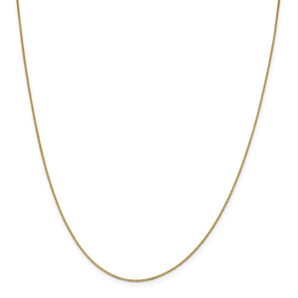 Alternate view of the 0.9mm 18k Yellow Gold Classic Box Chain Necklace by The Black Bow Jewelry Co.