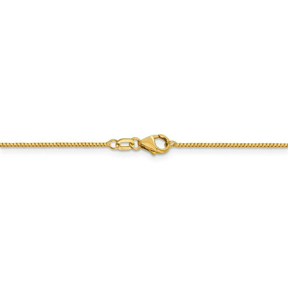 Alternate view of the 0.9mm 18k Yellow Gold Classic Box Chain Necklace by The Black Bow Jewelry Co.