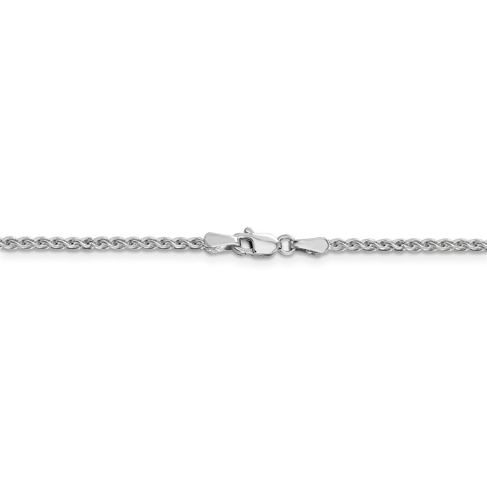 Alternate view of the 1.8mm 14k White Gold Solid Diamond Cut Spiga Chain Necklace by The Black Bow Jewelry Co.