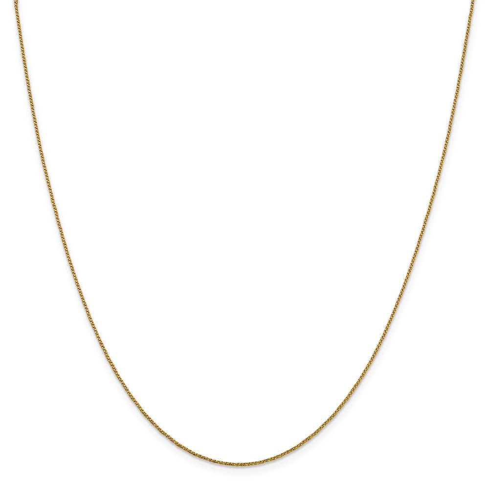 Alternate view of the 0.9mm 14k Yellow Gold Diamond Cut Twisted Box Chain Necklace by The Black Bow Jewelry Co.