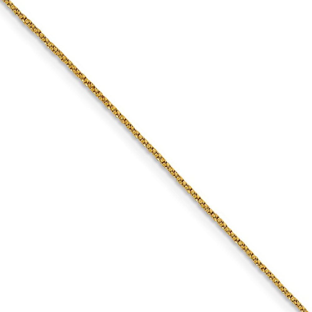 0.9mm 14k Yellow Gold Diamond Cut Twisted Box Chain Necklace
