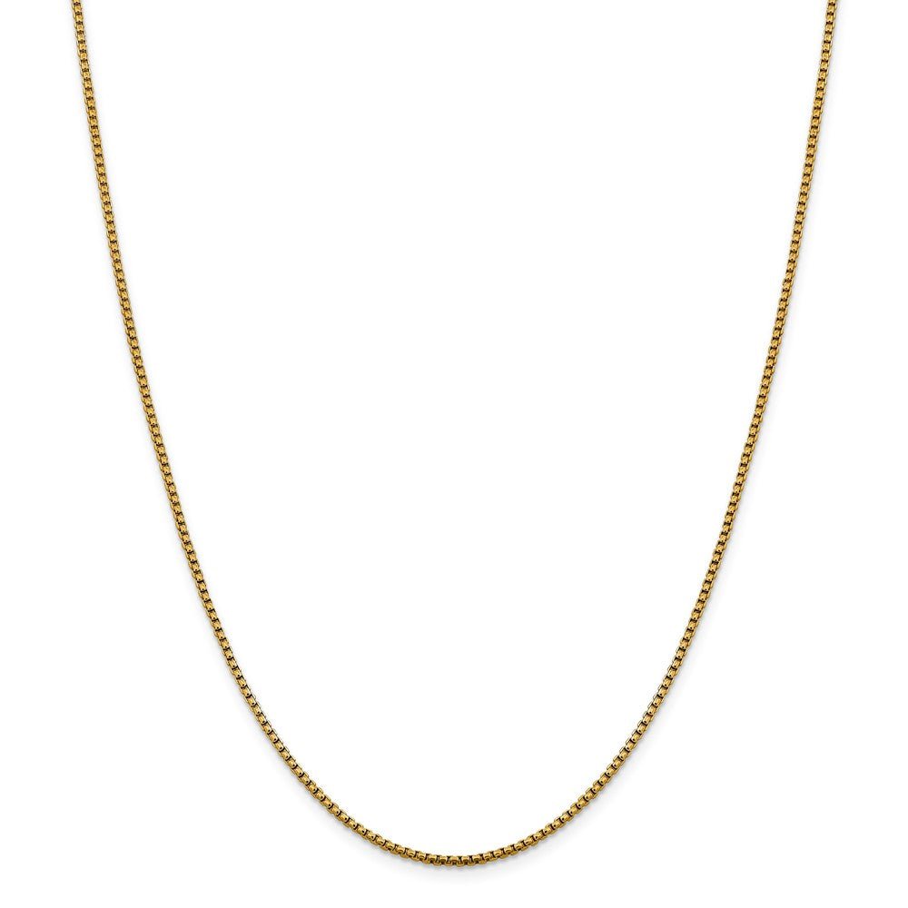 Alternate view of the 1.85mm 14k Yellow Gold Diamond Cut Round Box Chain Necklace by The Black Bow Jewelry Co.