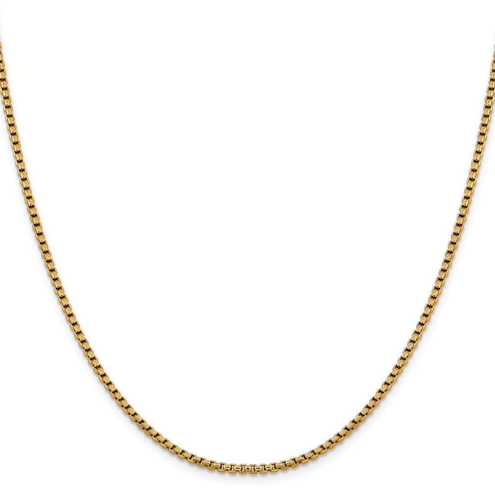 Alternate view of the 2.4mm 14k Yellow Gold Diamond Cut Round Box Chain Necklace by The Black Bow Jewelry Co.