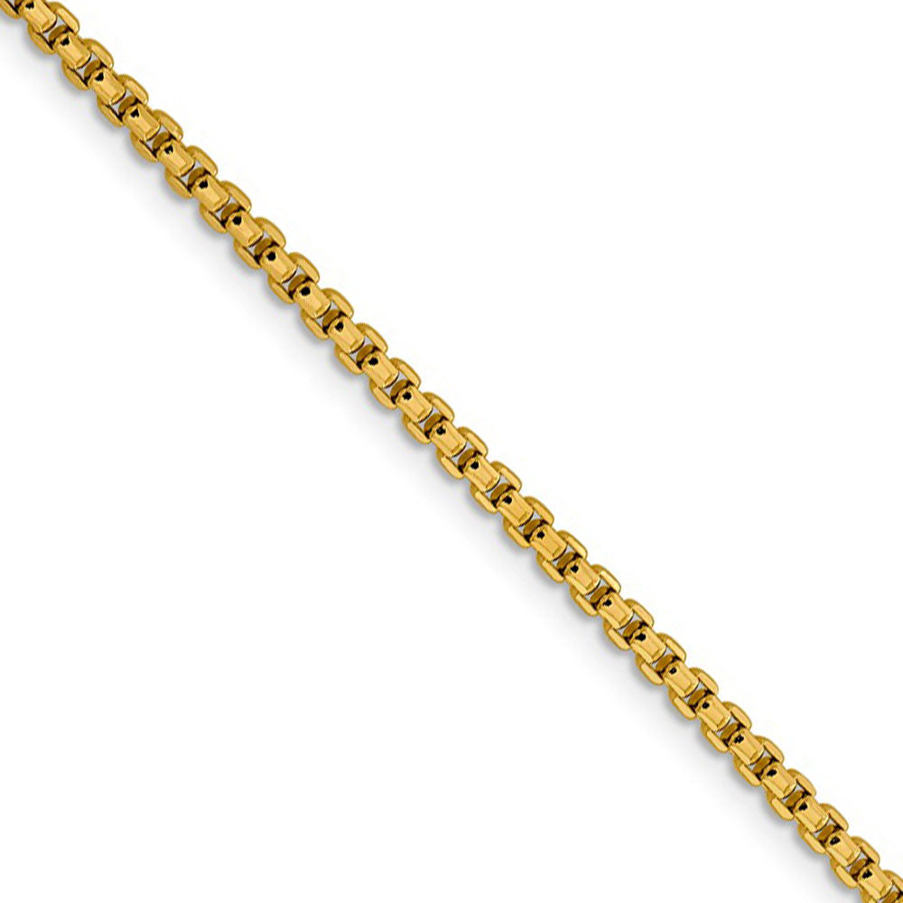 2.4mm 14k Yellow Gold Diamond Cut Round Box Chain Necklace