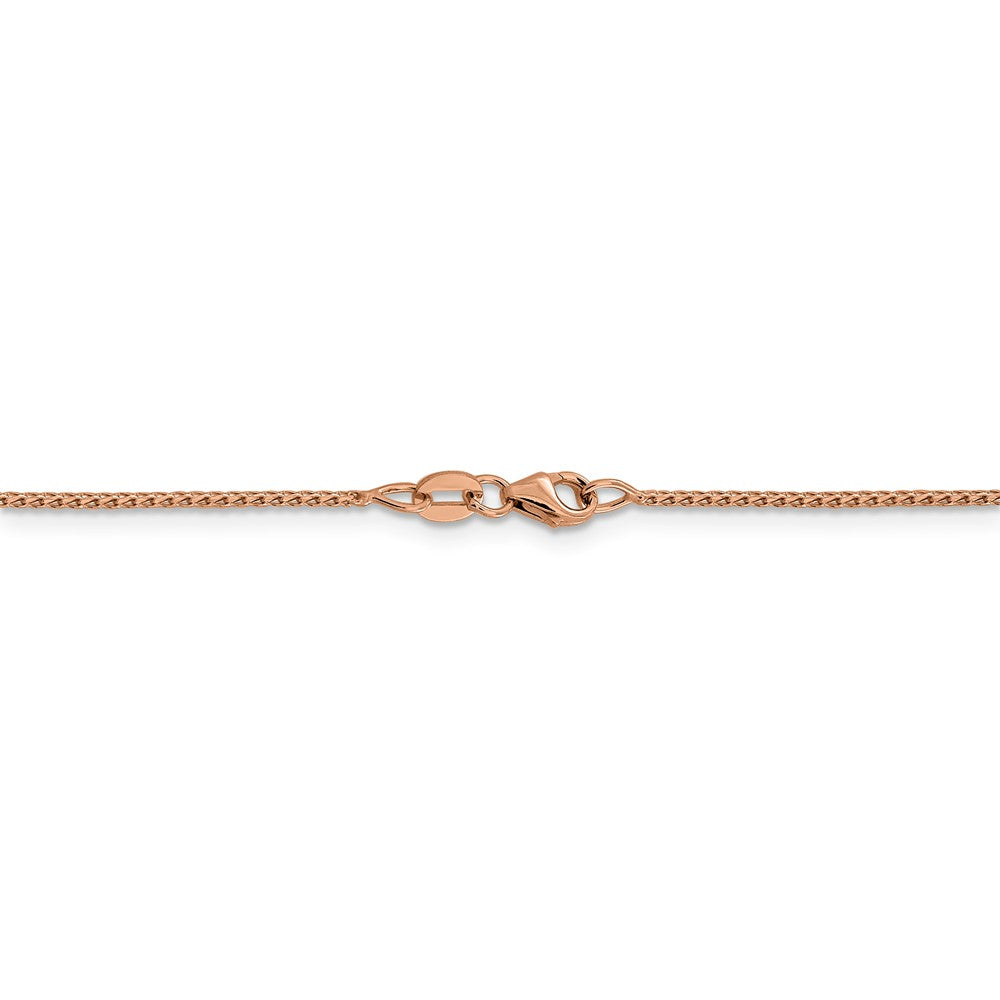 Alternate view of the 1mm 14k Rose Gold Diamond Cut Open Franco Chain Necklace by The Black Bow Jewelry Co.