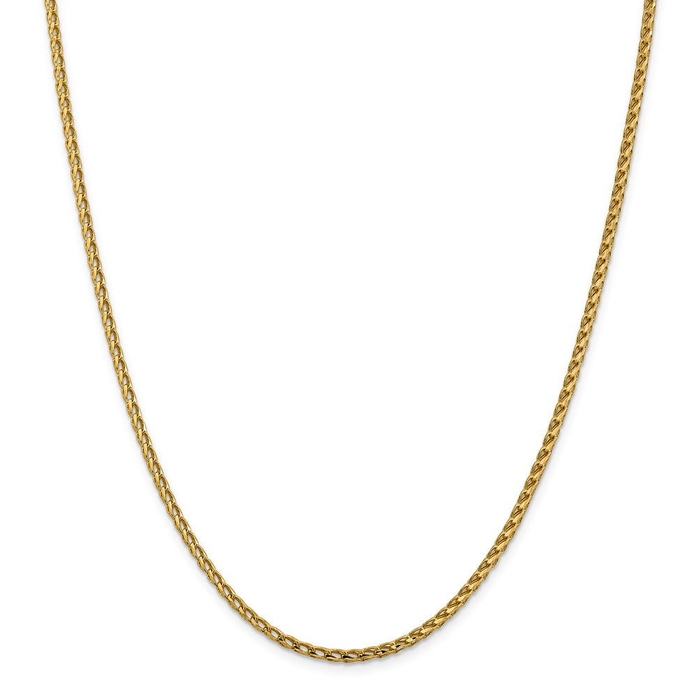 Alternate view of the 2.45mm 14k Yellow Gold Diamond Cut Open Franco Chain Necklace by The Black Bow Jewelry Co.