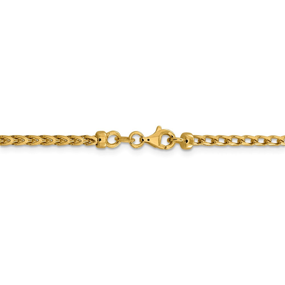 Alternate view of the 2.45mm 14k Yellow Gold Diamond Cut Open Franco Chain Necklace by The Black Bow Jewelry Co.