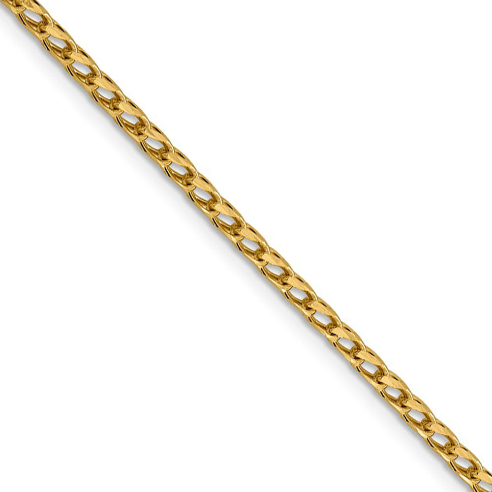 2.45mm 14k Yellow Gold Diamond Cut Open Franco Chain Necklace