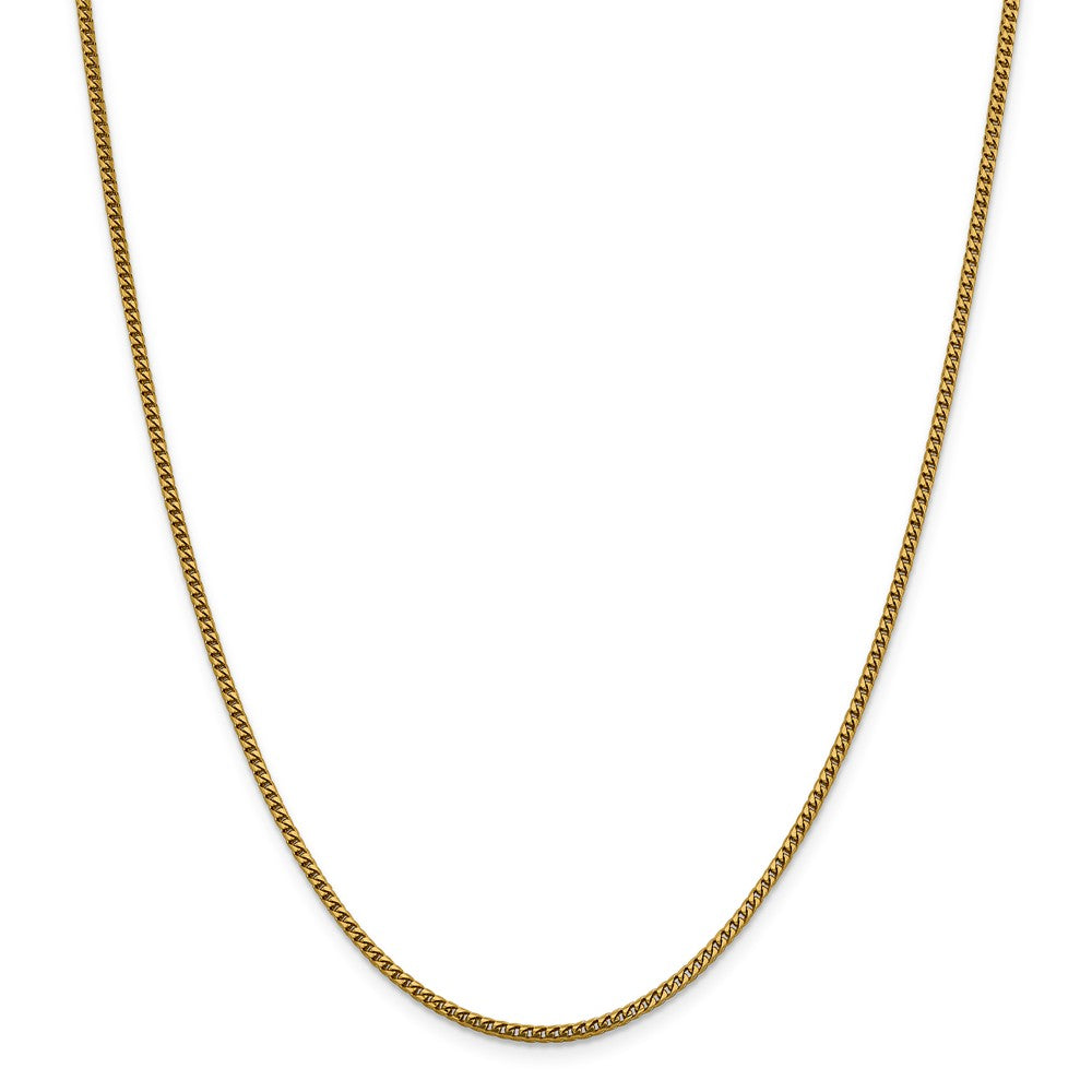 Alternate view of the 2mm 14k Yellow Gold Solid Franco Chain Necklace by The Black Bow Jewelry Co.