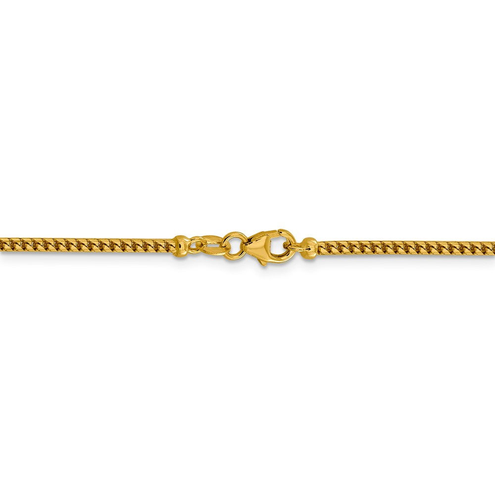 Alternate view of the 2mm 14k Yellow Gold Solid Franco Chain Necklace by The Black Bow Jewelry Co.