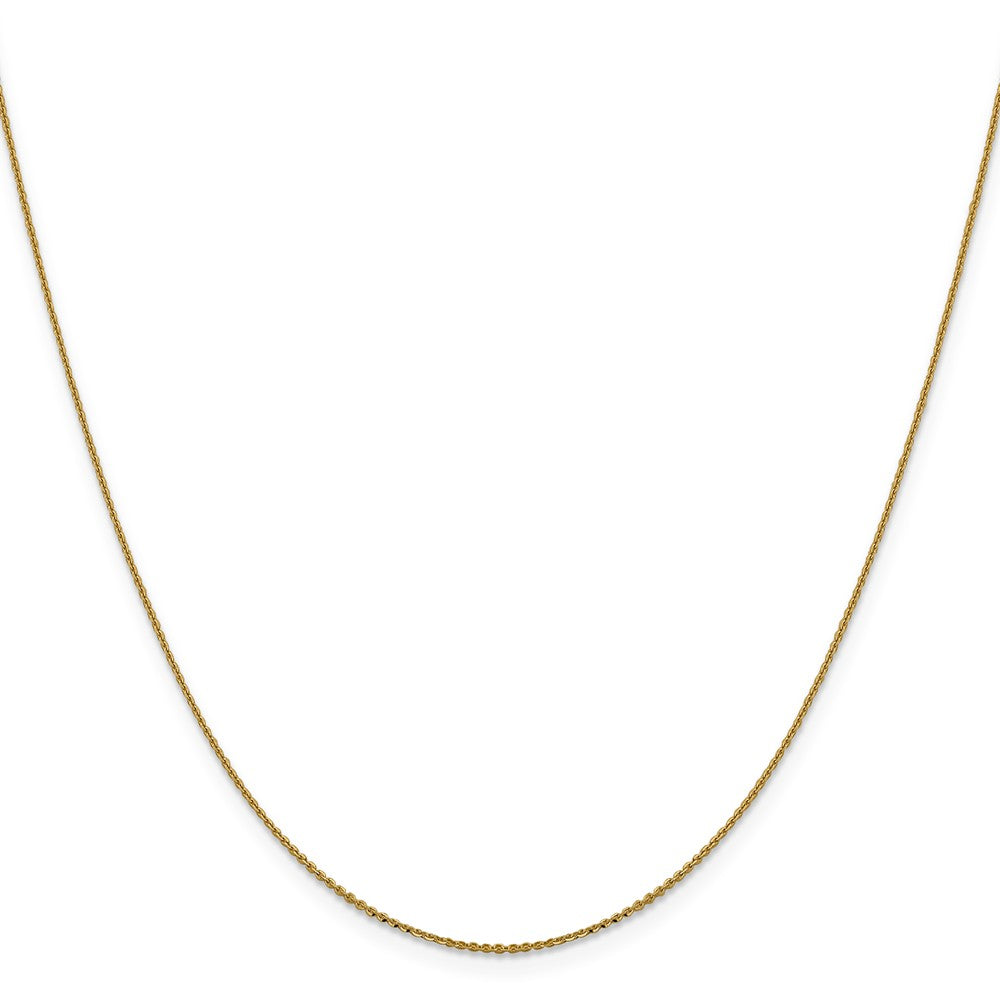 Alternate view of the 1mm 14k Yellow Gold Diamond Cut Solid Cable Chain Necklace by The Black Bow Jewelry Co.