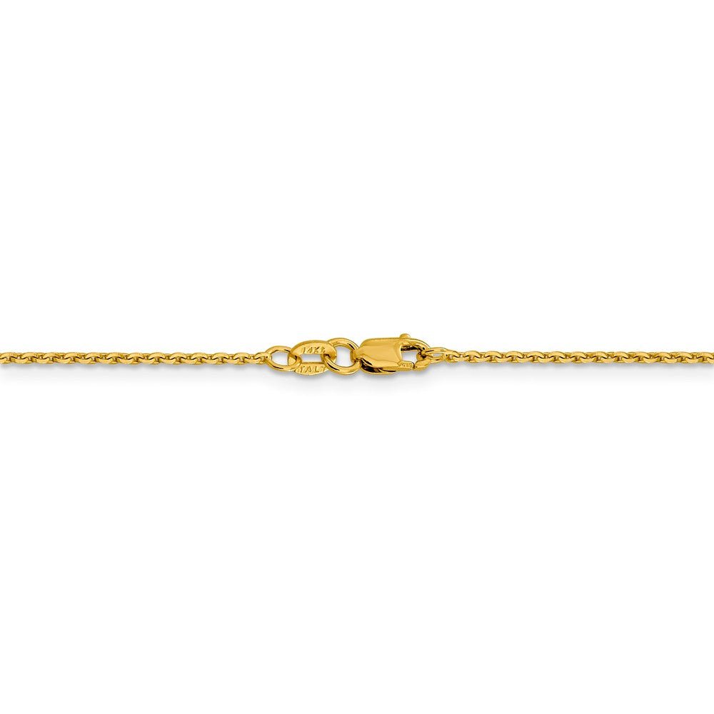 Alternate view of the 1.25mm 14k Yellow Gold Diamond Cut Oval Open Cable Necklace Chain by The Black Bow Jewelry Co.