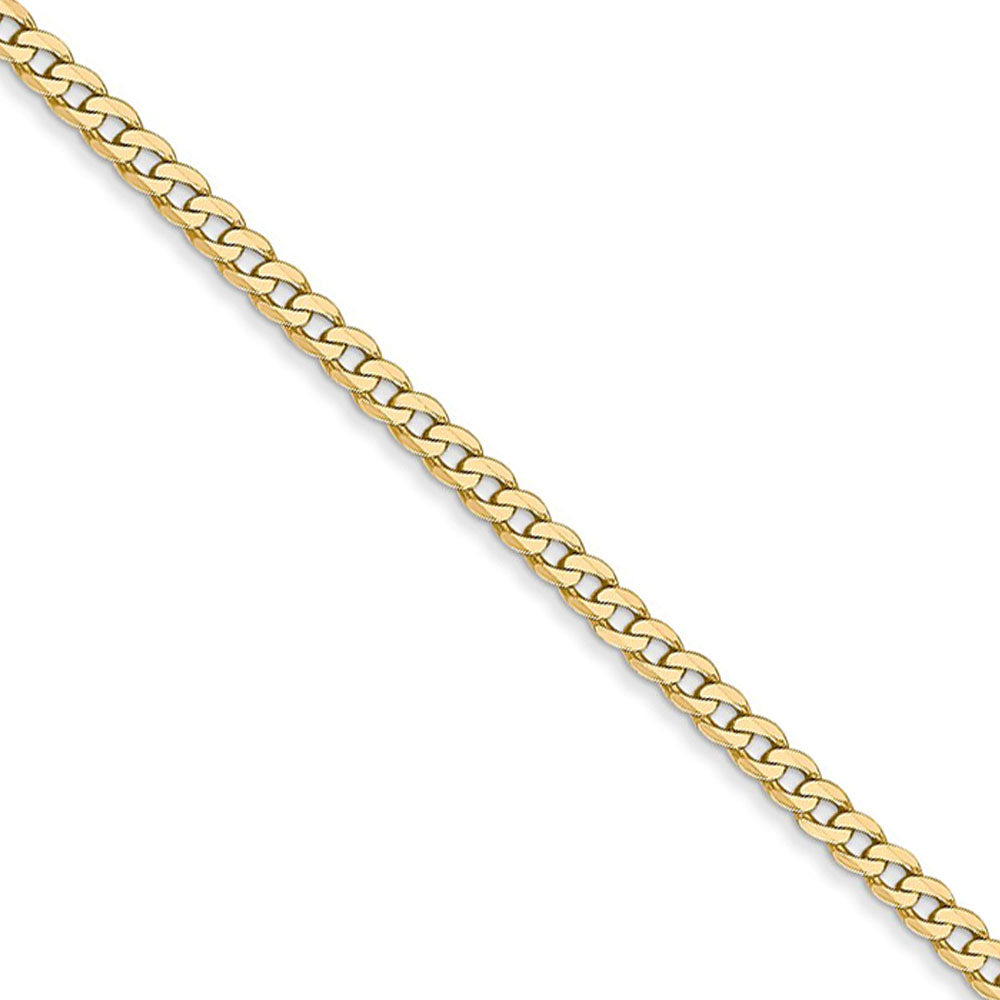 2.2mm 14k Yellow Gold Beveled Solid Curb Chain Necklace, Item C9808 by The Black Bow Jewelry Co.