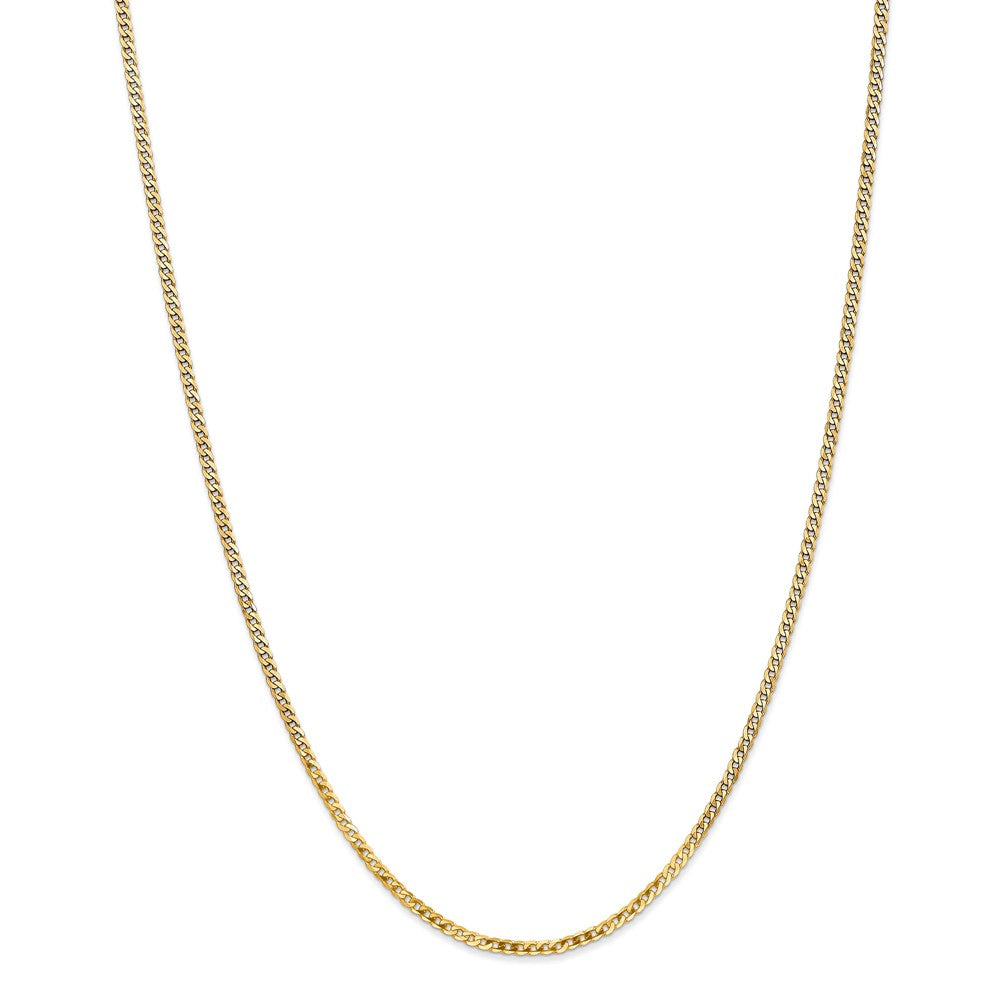 2.2mm 14k Yellow Gold Beveled Solid Curb Chain Necklace