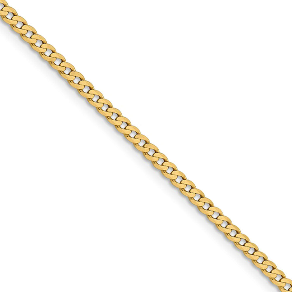 2.3mm 14k Yellow Gold Beveled Solid Curb Chain Necklace, Item C9809 by The Black Bow Jewelry Co.